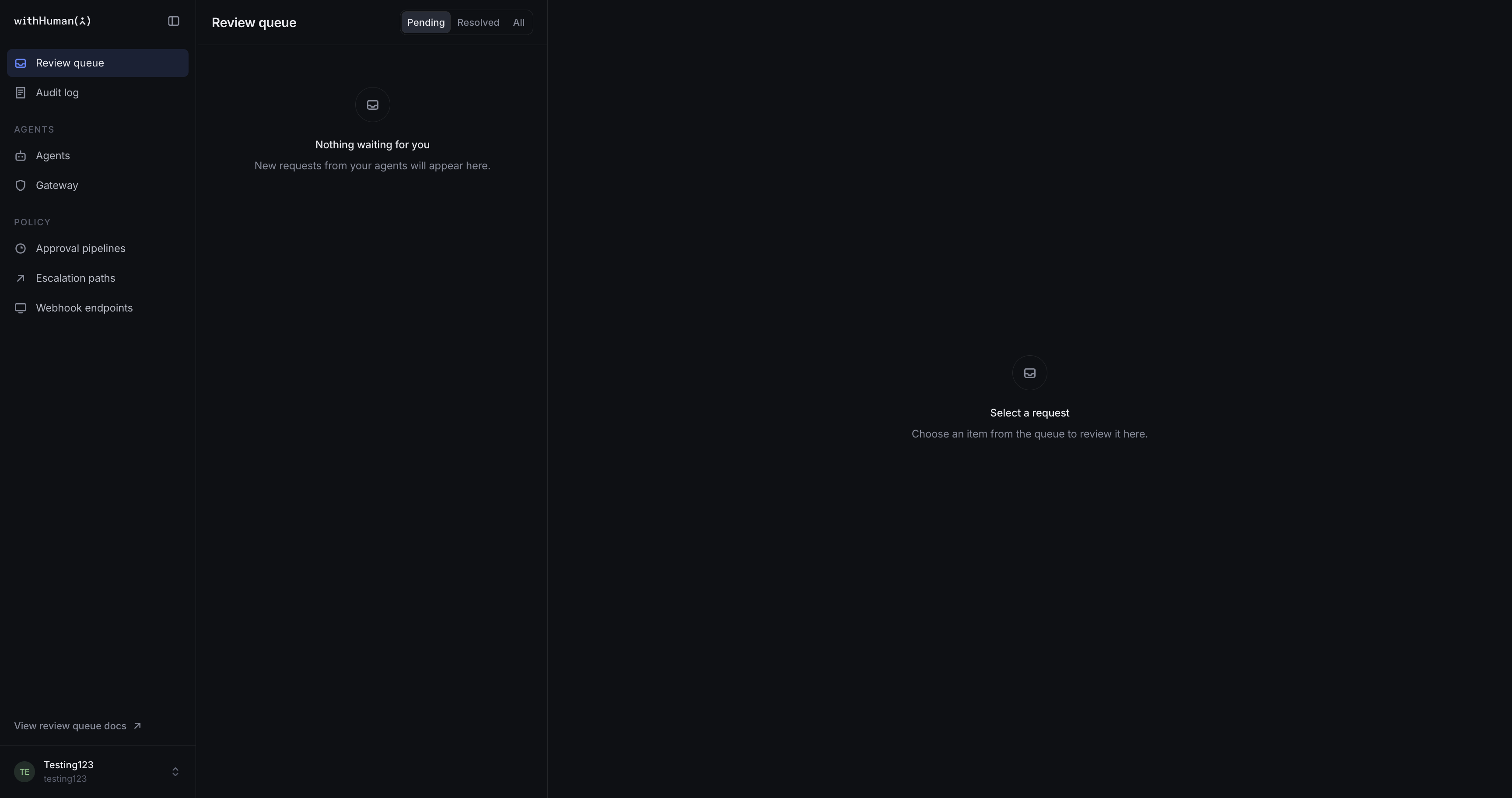 Review queue after onboarding with no pending requests