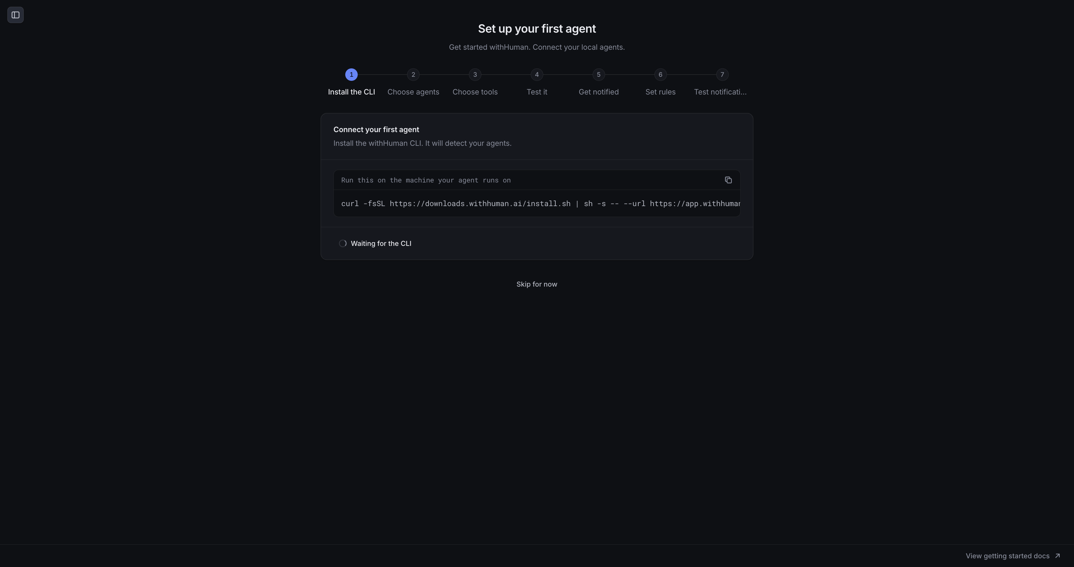 Install the CLI step with the setup command and Waiting for the CLI status