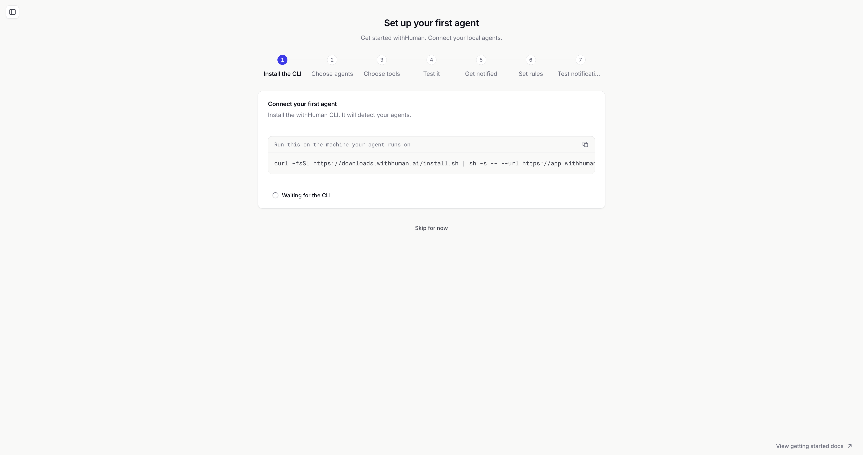 Install the CLI step with the setup command and Waiting for the CLI status